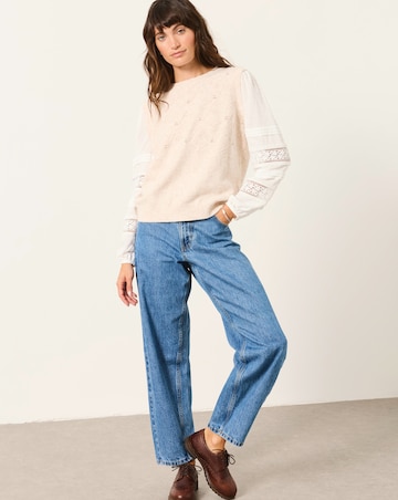 Fatface Kaia Double Layer Knitted Tank with Broderie Sleeves