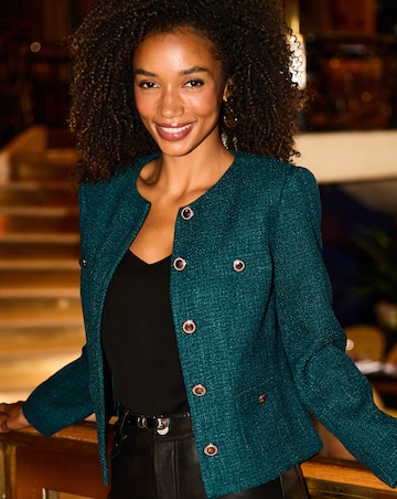 Sosandar Collarless Boucle Jacket