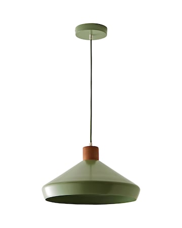 ValueLights Parker Green & Walnut Pendant Light