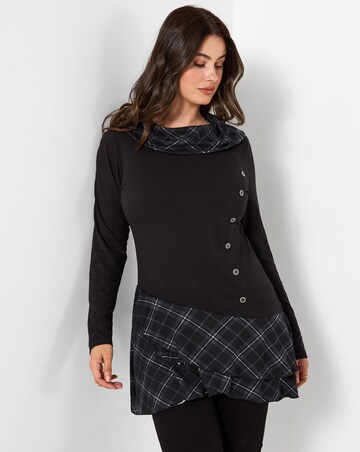 Joe Browns Checked Cowl Neck Tunic Top With Button Detailing