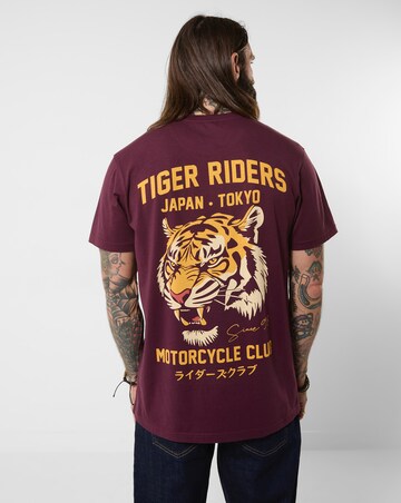 Joe Browns Tiger Riders Back Print T-Shirt - Burgundy