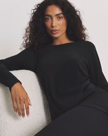Pretty Secrets Thermal Brushed Fleece Long Sleeve Top Black