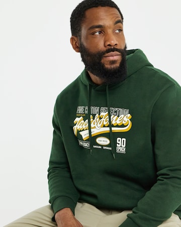 Jack & Jones Graphic Logo Hoodie - Dark Green