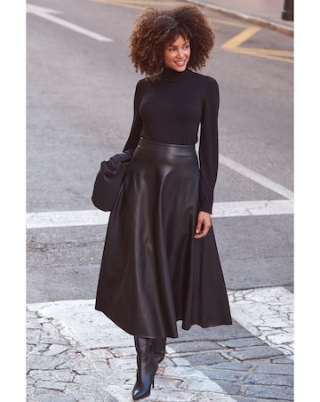 Sosandar Faux Leather Full Midaxi Skirt