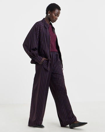 Plum Stripe Tie Waist Wide Leg Trouser Co Ord