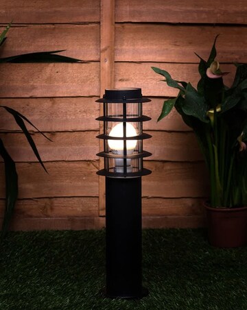ValueLights Wharf 4 Pack IP44 Outdoor Black Bollard Post Lights - Bulbs Included