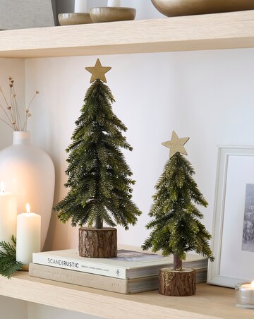 Gisela Graham Set of 2 Bristle Trees with Star Topper - 39cm and 30cm