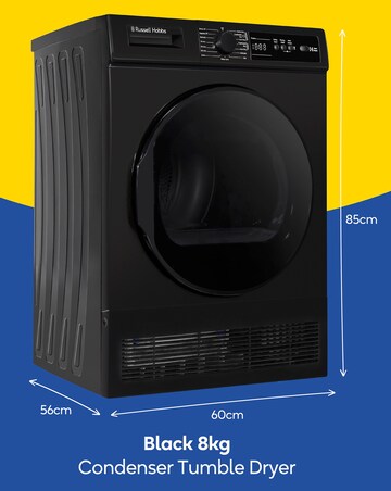 Russell Hobbs RH8CTD111B 8kg Condenser Tumble Dryer Black + Install