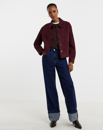 Dark Berry Suedette Trucker Jacket