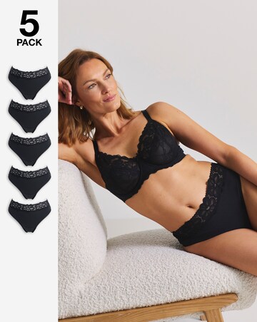 Pretty Secrets 5 Pack Lace Top Thongs Black