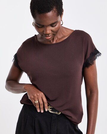 Chocolate And Black Slash Neck Lace Vest