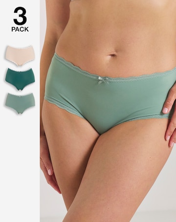 Pretty Secrets (3 Pack) Microfibre Lace Trim Short Briefs