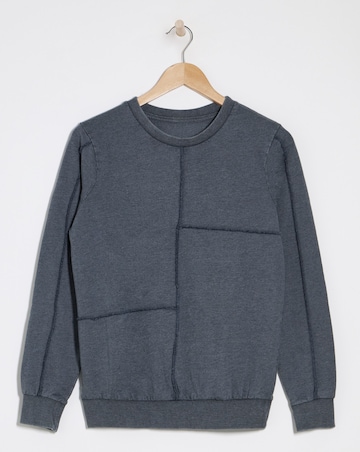 Navy Acid Wash Overlock Sweatshirt