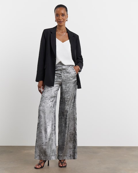 Joanna Hope Hammered Foil Wide Leg Trouser