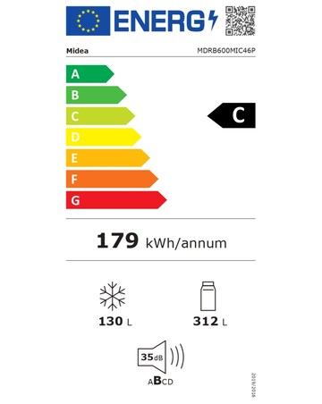 Midea Large Capacity Combi Fridge Freezer - Inox + Installation
