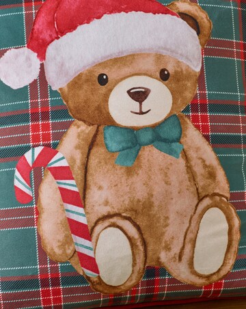 Catherine Lansfield Christmas Tartan Teddy Bear Cushion