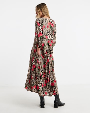 Blue Zebra PrintThree Quarter Sleeve Care Free Maxi Dress