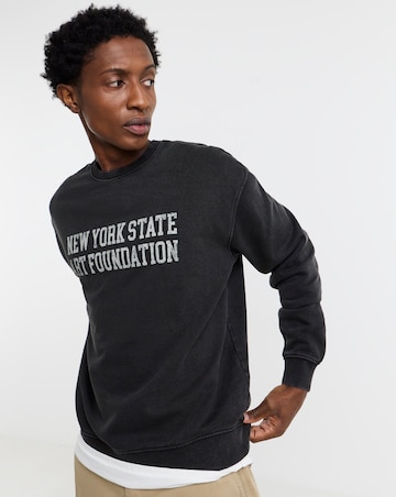 Only & Sons Creative College Relaxed Washed Crew Sweat - Washed Black