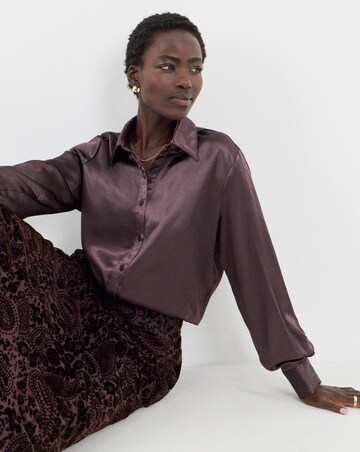 Berry Liquid Satin Oversized Shirt