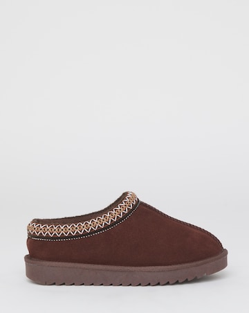 Reese Suede Embroidery Mule Snug Slippers - Extra Wide Fit (EEE)