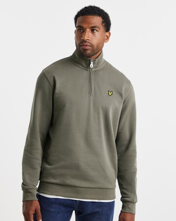 Lyle & Scott Loopback 1/4 Zip Sweatshirt - Khaki