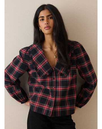 NOBODY'S CHILD EMMIE CORD CHECK BLOUSE
