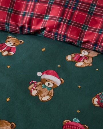 Catherine Lansfield Christmas Tartan Teddy Bear Duvet Cover Set
