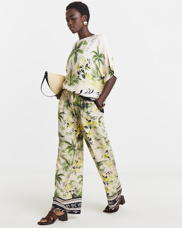 Linen Mix Wide Leg Trousers