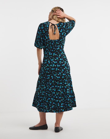 Open Tie Back Midi Jersey Smock Dress