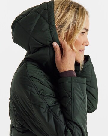 Dark Green Hooded Quilted Coat