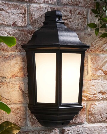 ValueLights Wiltshire Black IP44 Outdoor Porch Wall Light Flush Lantern