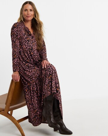 Soft Touch Notch Neck Long Sleeve Midi Dress