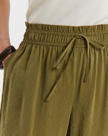 KHAKI WAISTBAND DETAIL WIDE LEG TROUSER