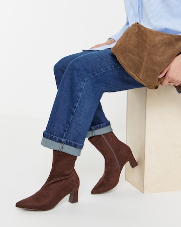 Julia Pointed Toe Heeled Ankle Sock Boots - Extra Wide Fit (EEE)