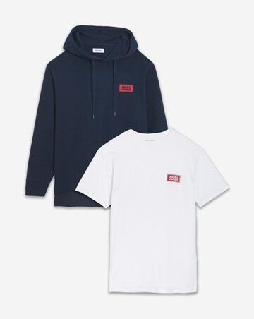 Jack & Jones Rush Hoodie and T-Shirt 2-Pack - Navy/White