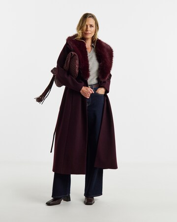 Aubergine Faux Fur Collar Coat