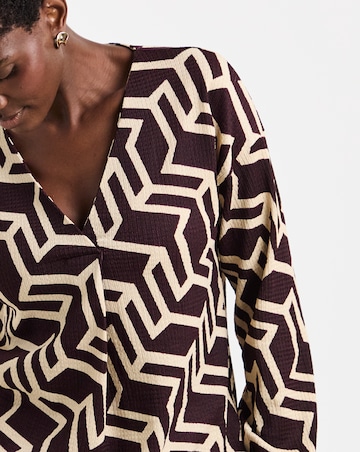 Aztec Print V-Neck Longline Top