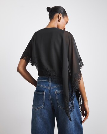 Joanna Hope Black Lace Cape Top