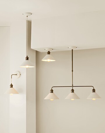 ValueLights Burford Ceramic Ribbed Semi Flush Ceiling Light