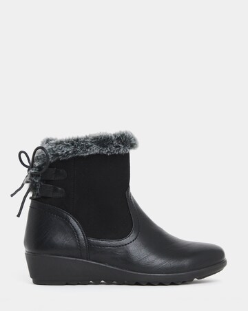 Cushion Walk Faux Fur Cuff Laced Back Boots - Wide Fit (E)