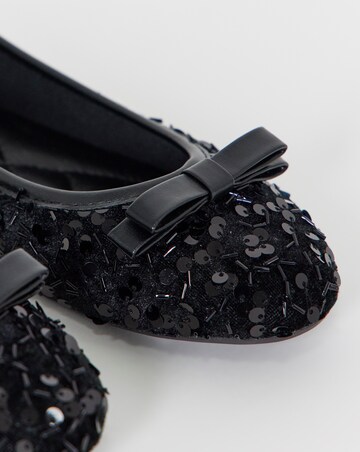 Abundance Classic Bow Sequin Ballerina Shoes - Wide Fit (E)