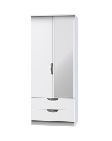 Haydn Ready Assembled 2 Door 2 Drawer Mirrored Wardrobe - Kids