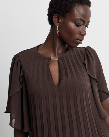 Joanna Hope Pleated Keyhole Blouse
