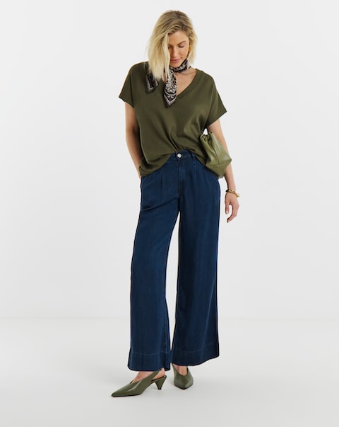 Indigo Wide Leg Jeans with Tencel™ Lyocell