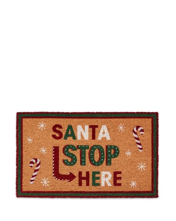 Santa Stop Here Coir Doormat