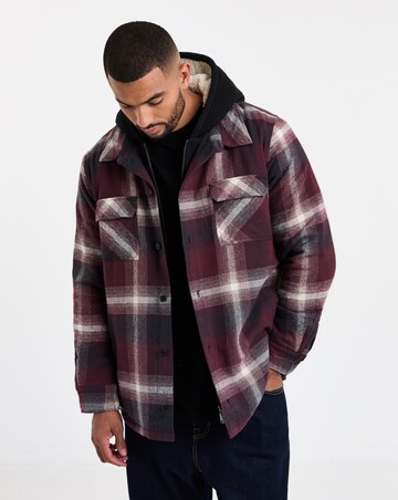 Hooded Borg Lined Check Overshirt