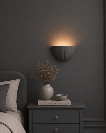 ValueLights Leonardo Dark Navy Scallop Flush Wall Light