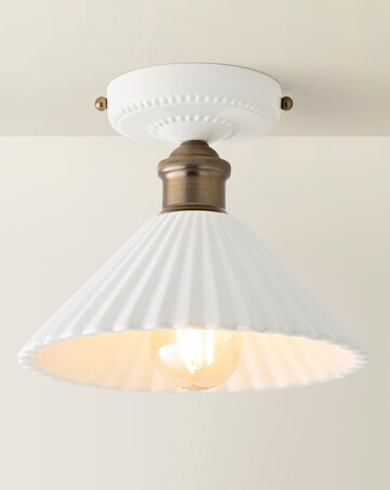 ValueLights Burford Ceramic Ribbed Semi Flush Ceiling Light