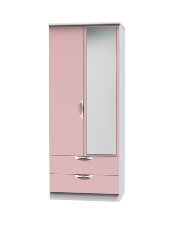 Haydn Ready Assembled 2 Door 2 Drawer Mirrored Wardrobe - Kids