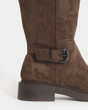 Brielle Buckle Detail Stretch Knee High Boots - Wide Fit (E) & Curvy Calf